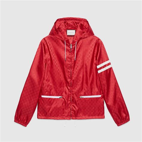 gucci nylon windbreaker red|Gucci men's denim trucker jacket.